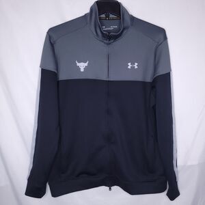 Under Armour Project Rock Track Jacket Mens XL Gray Fleece Lined Zip Up